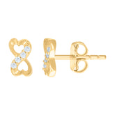 14kt Yellow Gold Womens Cubic-Zirconia Love Infinity Heart Stud Earrings